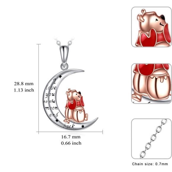 Winnie the Pooh Hunny Pot Hearts I Love You to the Moon and Back Necklace - Picture 6 of 6